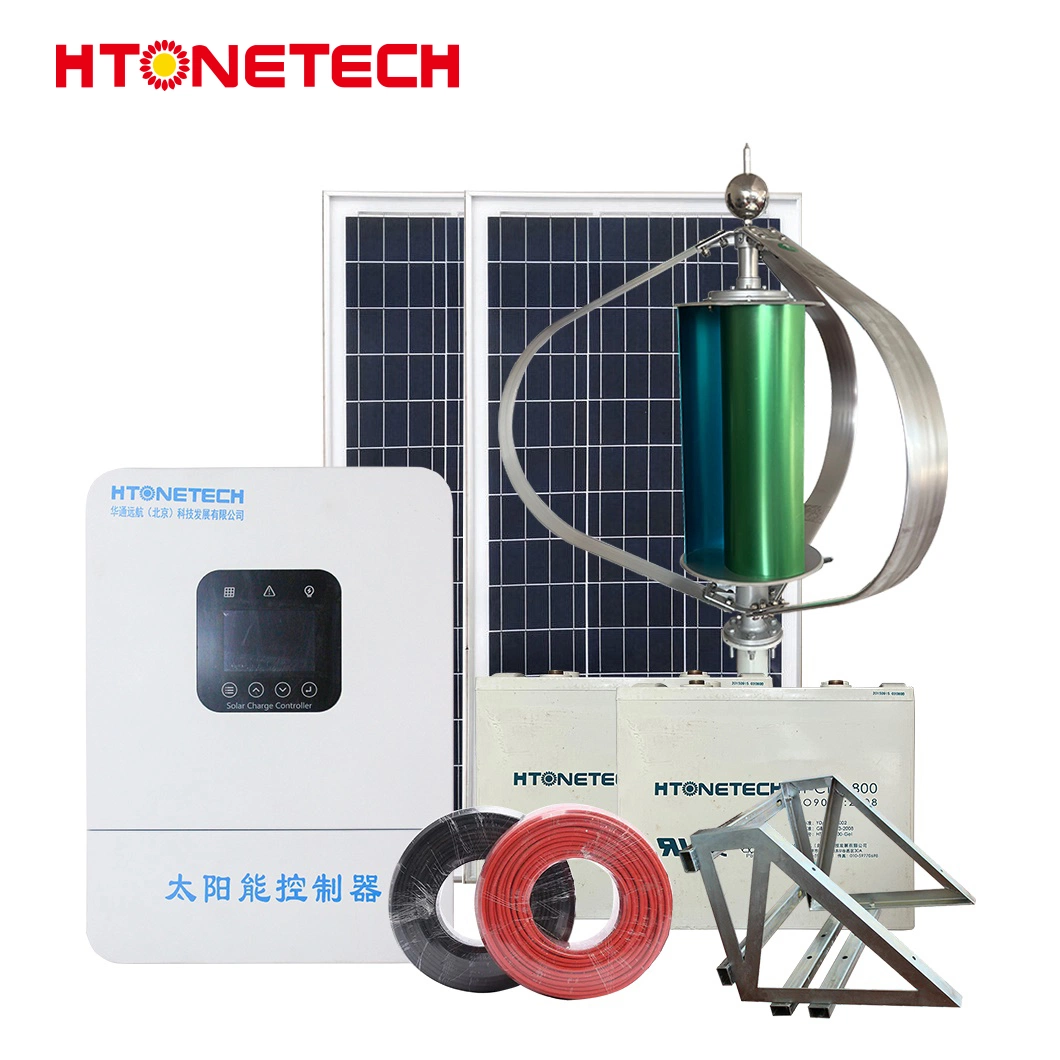 Htonetech Mono 150W 160W Solar Panel Manufacturers Energy Solar System China Solar PV Wind Hybrid System with Portable Wind Energy Generator