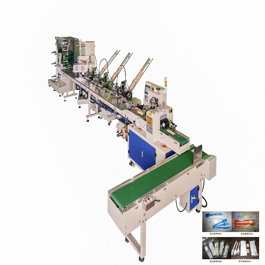 Автоматическая одноразовая столовая машина упаковочная машина для ложки ткани Напкина Зубные ножницы для чистки зубов с солью и сахарными салфетками из перца