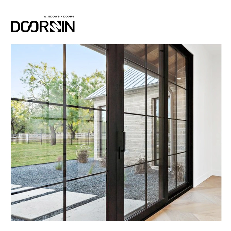 Doorwin Modern Wholesale/Supplier Price Aluminum Alloy Tempered Glass Windows and Doors with Grill Design Steel Aluminum Metal Black Lift and Sliding Door