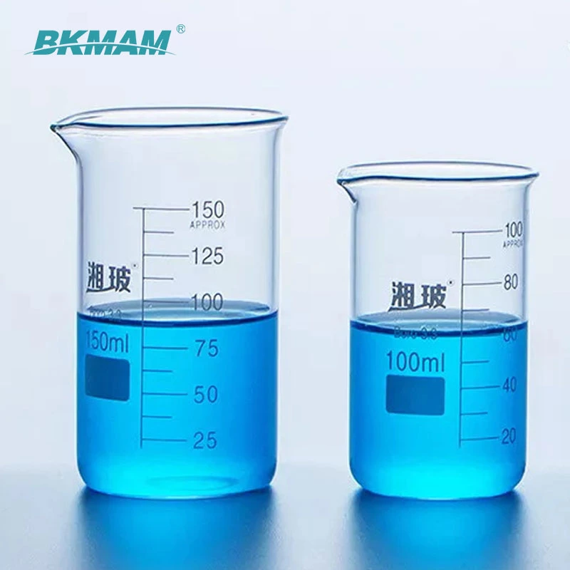 Graduated Beaker Without Handle Factory Transparent Glass Beaker for Lab OEM Order Accepted