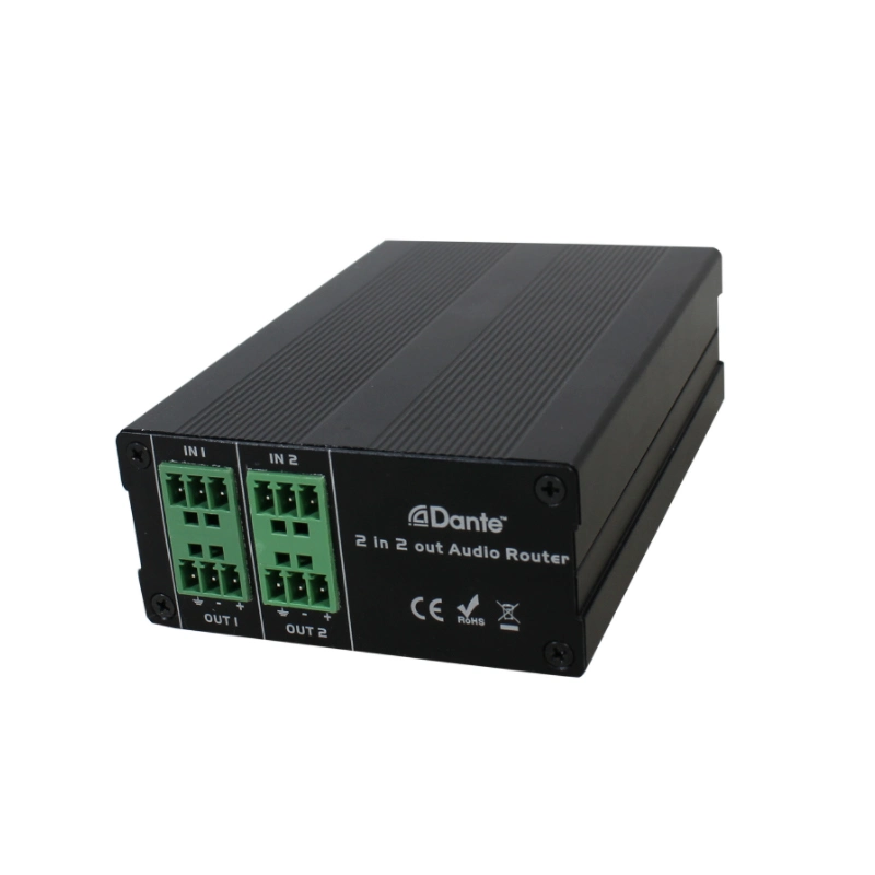 Professional Audio Video Dante Network Audio Dante 2 in 2 out Transmitter with Poe Power Supply