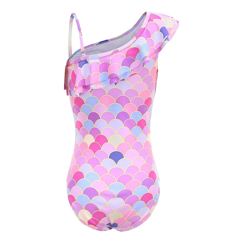 0-12y 2021 Bonitinha chapa de ouro Mermaid Swimsuit Kids um pedaço calções de banho Toddler Meninas Fatos de banho divertido bebê moda praia de natação com 2 Camadas Ruffles