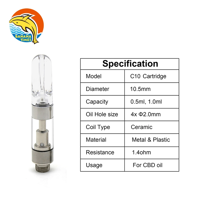 Allemagne américaine UE Vente en gros 0.5ml 1ml vaporisateur vide stylo 510 Cartouche à vis 510 Atomizer PCTG réservoir H4 HHC huile Cartouche de vide sans plomb