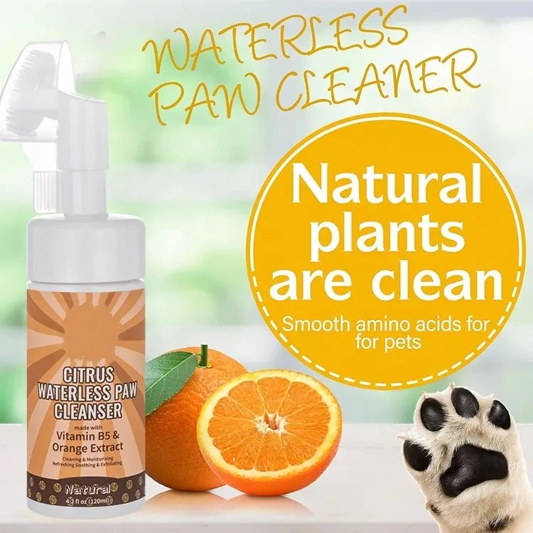 Waterless Cleaning Deep Preventing Dry Pet Paw Cleaning Foam Paw Shampoo Paw Clean with Silicone Brush for Dogs Cats