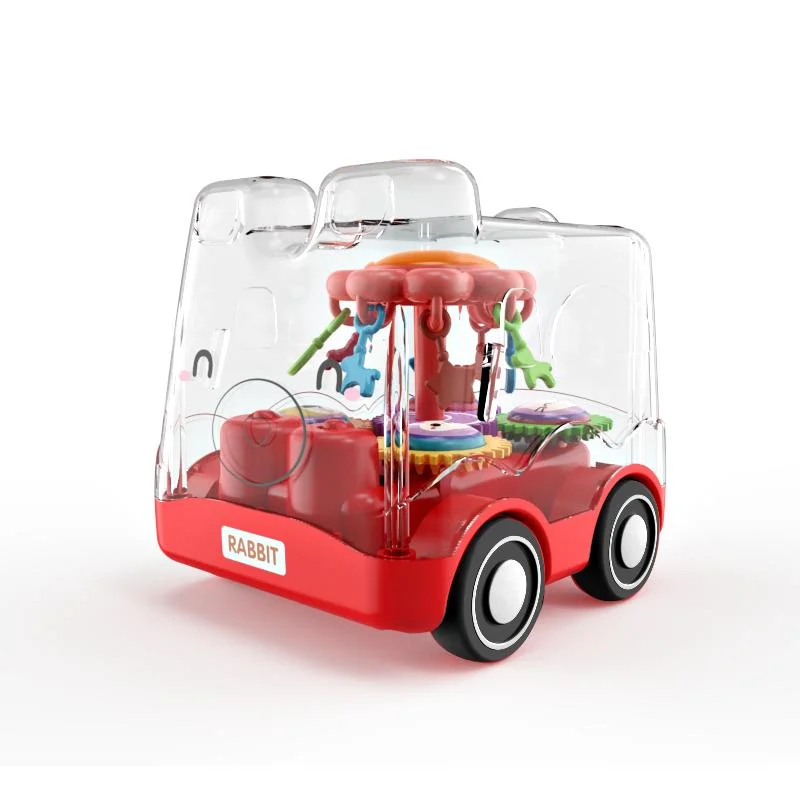 Engranaje de inercia transparente Cartoon coche bebé juguete Modelo de Educación coche Regalo de cumpleaños para niños de juguete para bebé