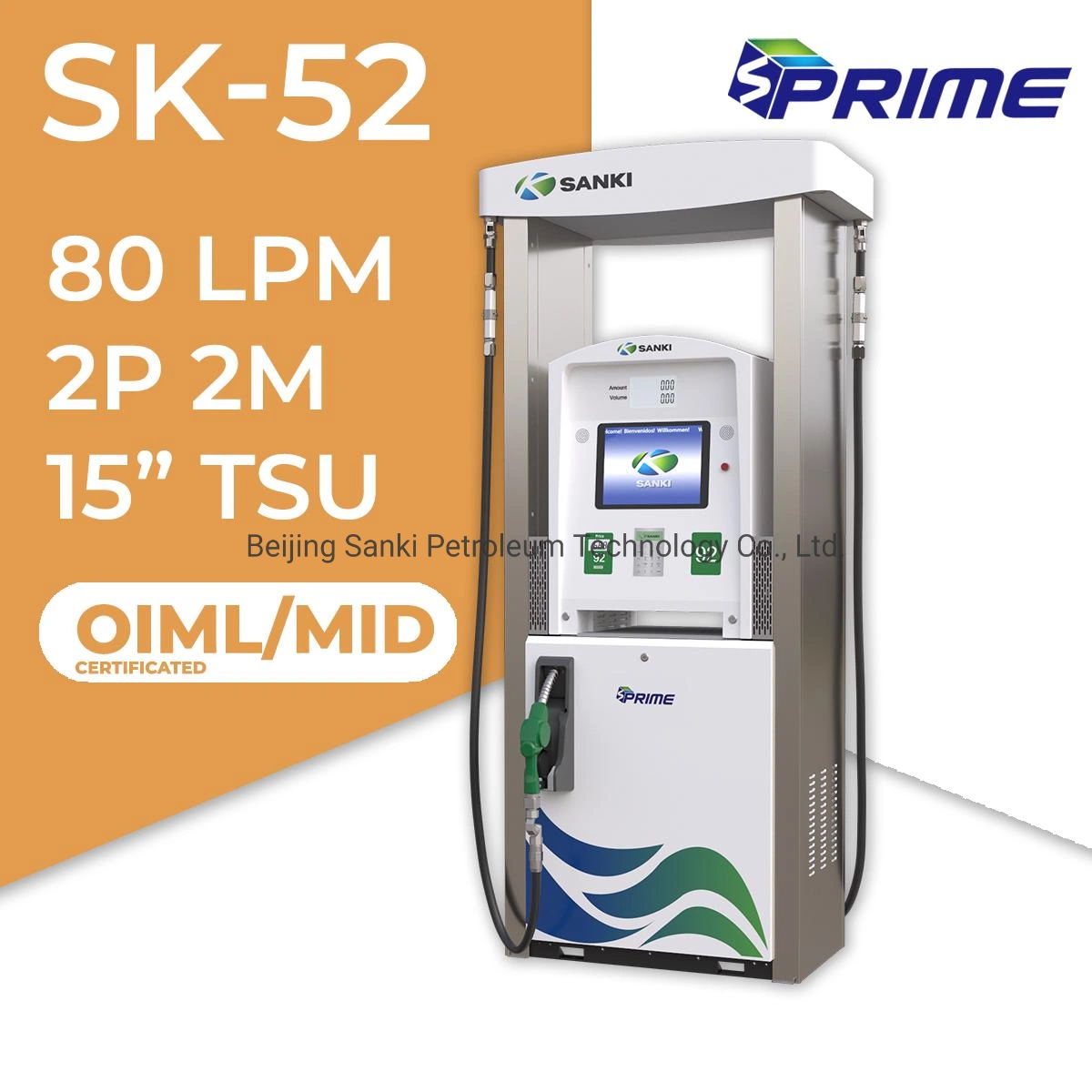 Sanki Prime duas mangueiras/ Mangueira de Combustível da Bomba de Combustível de quatro dispensador com Certificado Olml\MID distribuidores de combustível