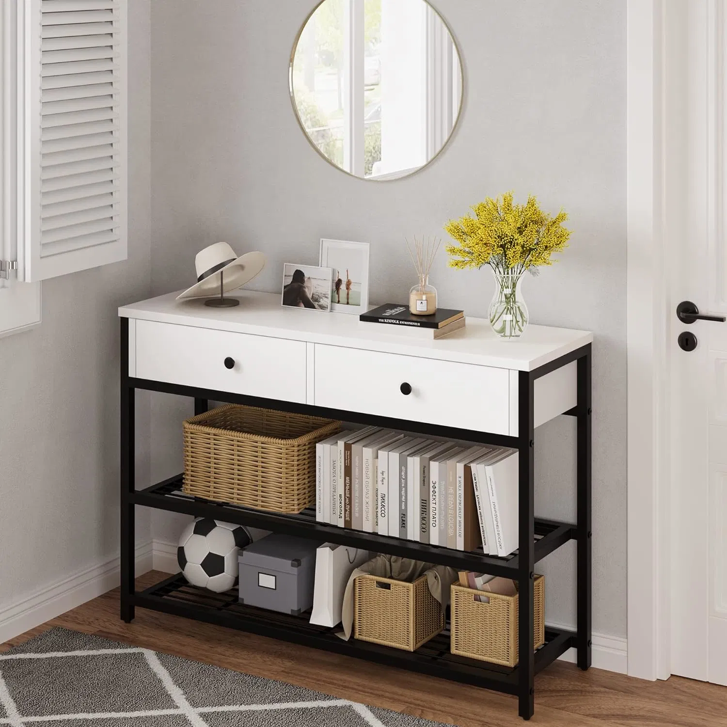 Sideboard Cabinet with Open Book Shelf for Bedroom