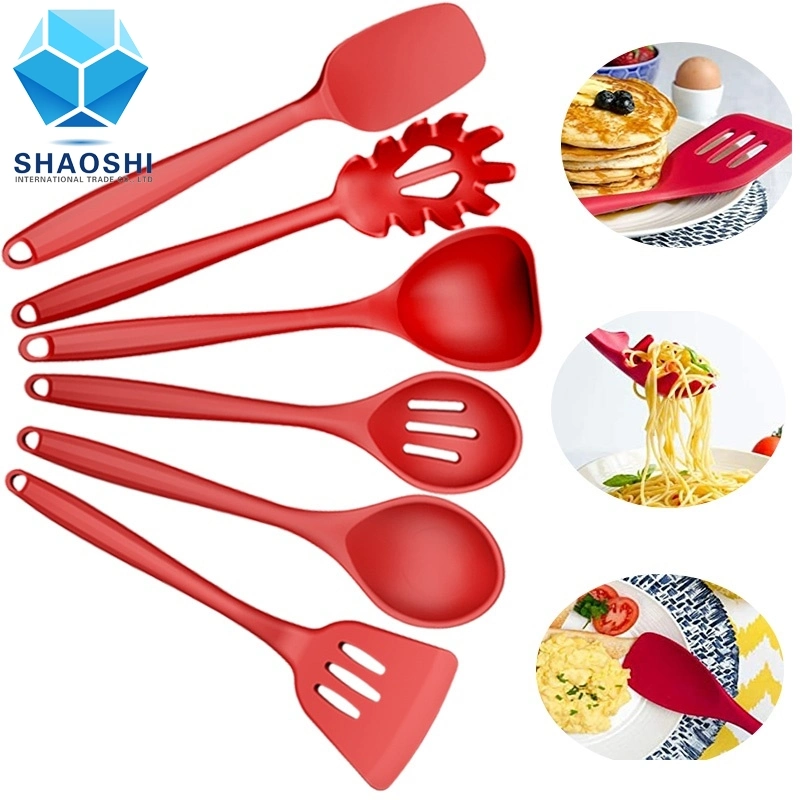 Color Stainless Steel Silicone Handle Kitchenware Storage Bucket Shovel Spoon 15-Piece Set