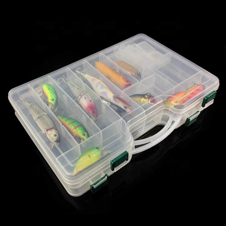 Topwin Double Sided Fishing Tackle Box 29.5*19*6cm Compartments Lure Hook Storage Box Fishing Plastic Storage Case