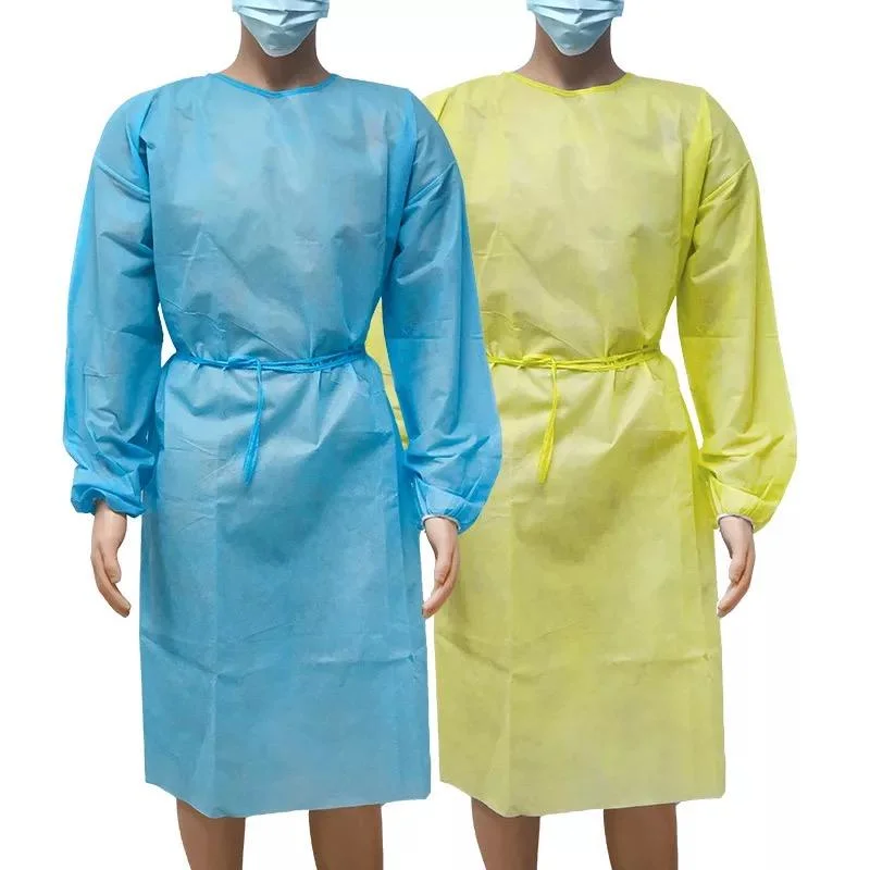 Disposable Non-Woven Protective Isolation Gown PPE Medical Surgical Gown CE Patient Gown En Medic Clothes Stitch Sewing