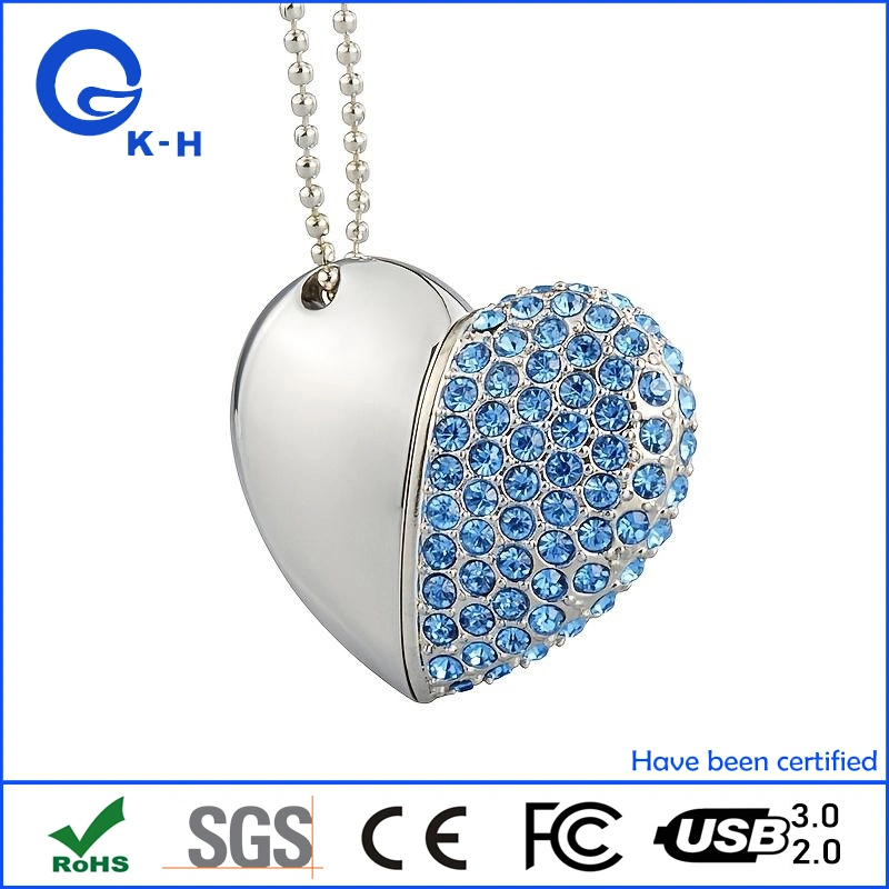 Crystal Heart Diamond Jewelry USB Flash Disk Creative Gift 16GB 32GB