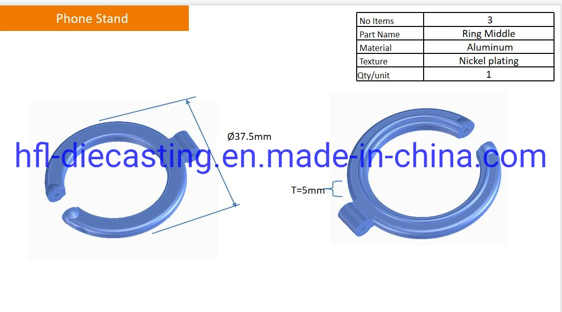 Zinklegierung Druckguss Telefon-Standteile Telefon-Standring