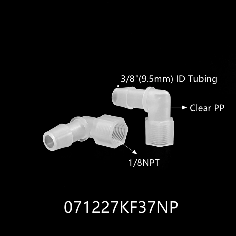 PP transparente de 90 grados de 3/16" (4,8) la cañería la púa de plástico de racor de 1/4"conectores de rosca NPT hembra