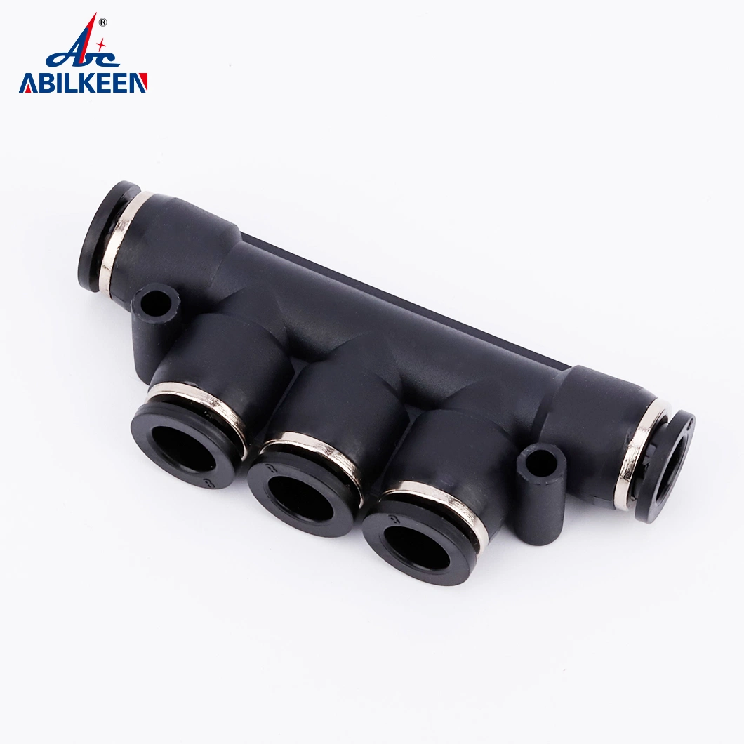 Plastic Pk 5 Throughs Pipe Push to Connect PU Tube Flow Control Pneumatic Fittings Quick Connector