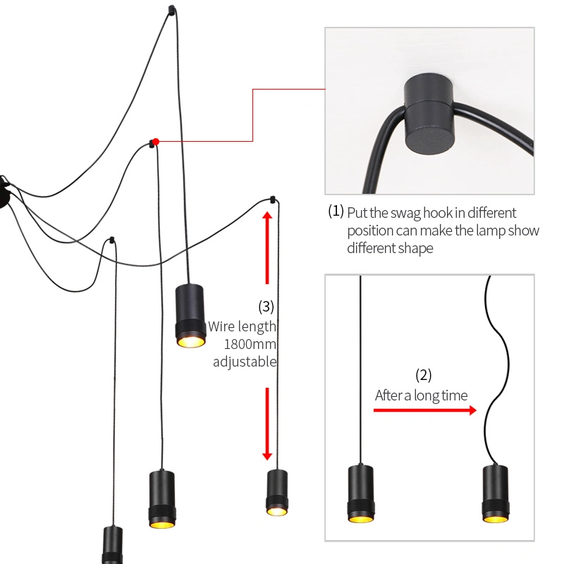 Moderna Sala de Estar Preto Mate Lâmpada de escalada de iluminação doméstica decoração Arte levou 32W Candeeiros de iluminação interior