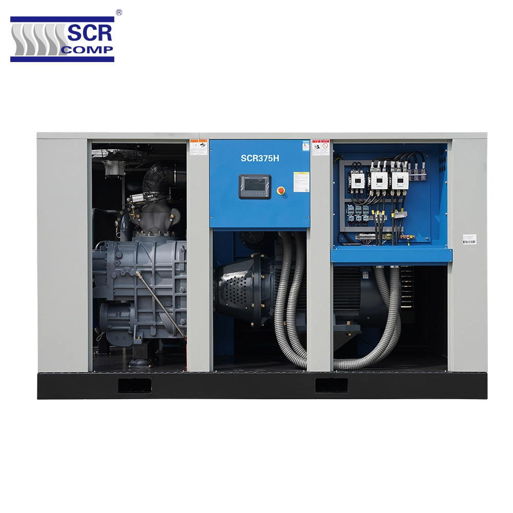 (SCR375H Series) 2019 Hot Sale Japanese Technology Screw Air Compressor Two Stage Compressor Twin Stage Direct Driven Air Cooling Energy Saving Compressor