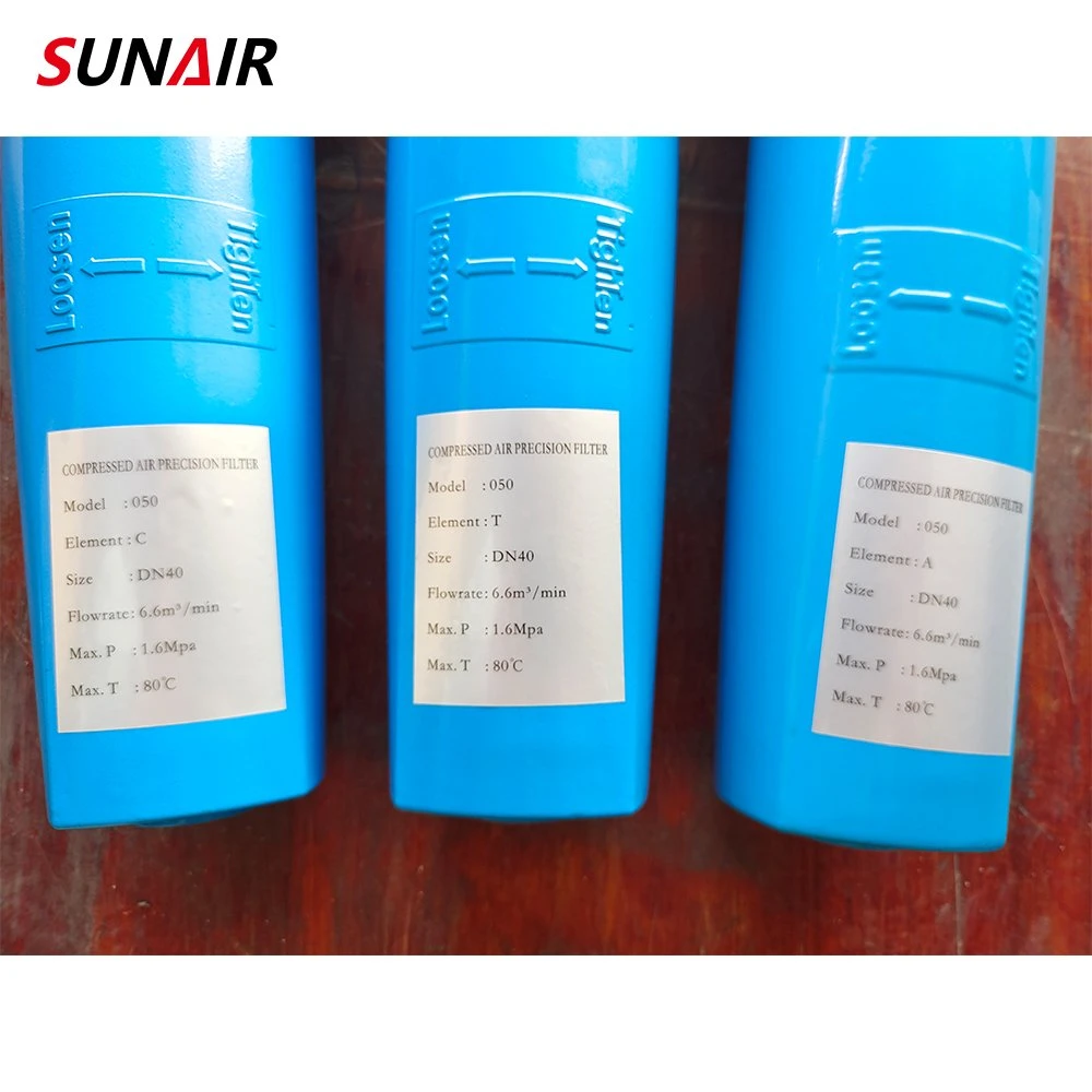 High Precision Water Remove 6.0m/Min Air Dryer Line Filter for 50HP Screw Air Compressor