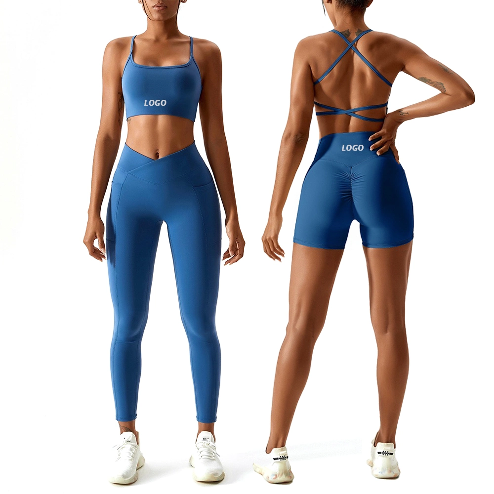 Women's Gym Active Wear Jacket Yoga Bra Shorts and Leggings Sportswear Suit for Women Workout Clothing Set Custom 7 Piece Street Sweatsuit