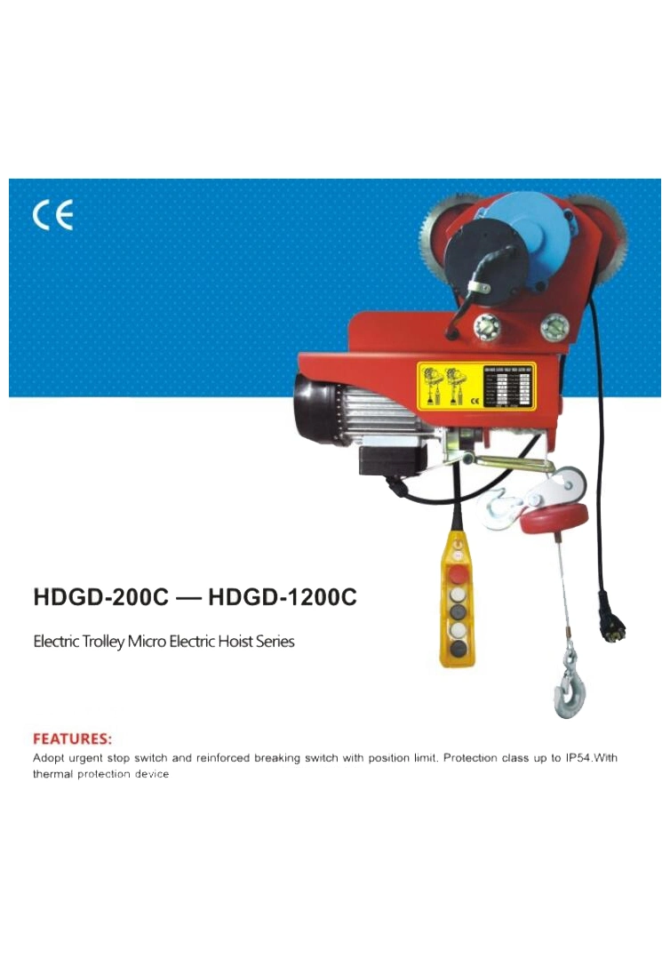 600kg Construction Hoist / Mini Electric Lifting Hoist with Electric Trolley for Home 240V