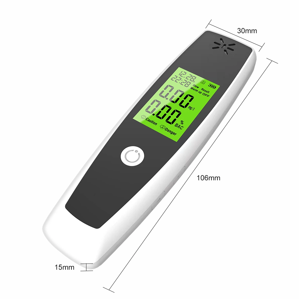 Medidor de alcohol de alta precisión Aire soplado de alcohol alcohol Tester de alcohol Aire Datos de soporte del detector cargados