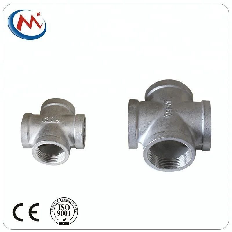 Stainless Steel 304 316 Female Threaded NPT BSPT Pipe Fitting Cross