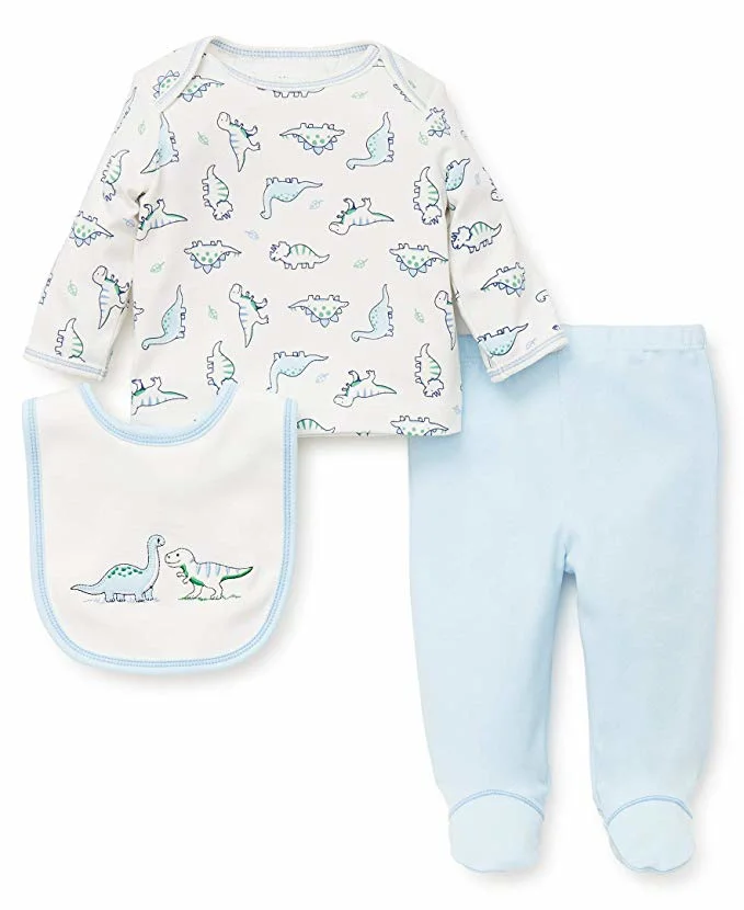 Baby Boys Warm Clothes Set with Bib Children T-Shirt and Pant with Feet Protect Wear