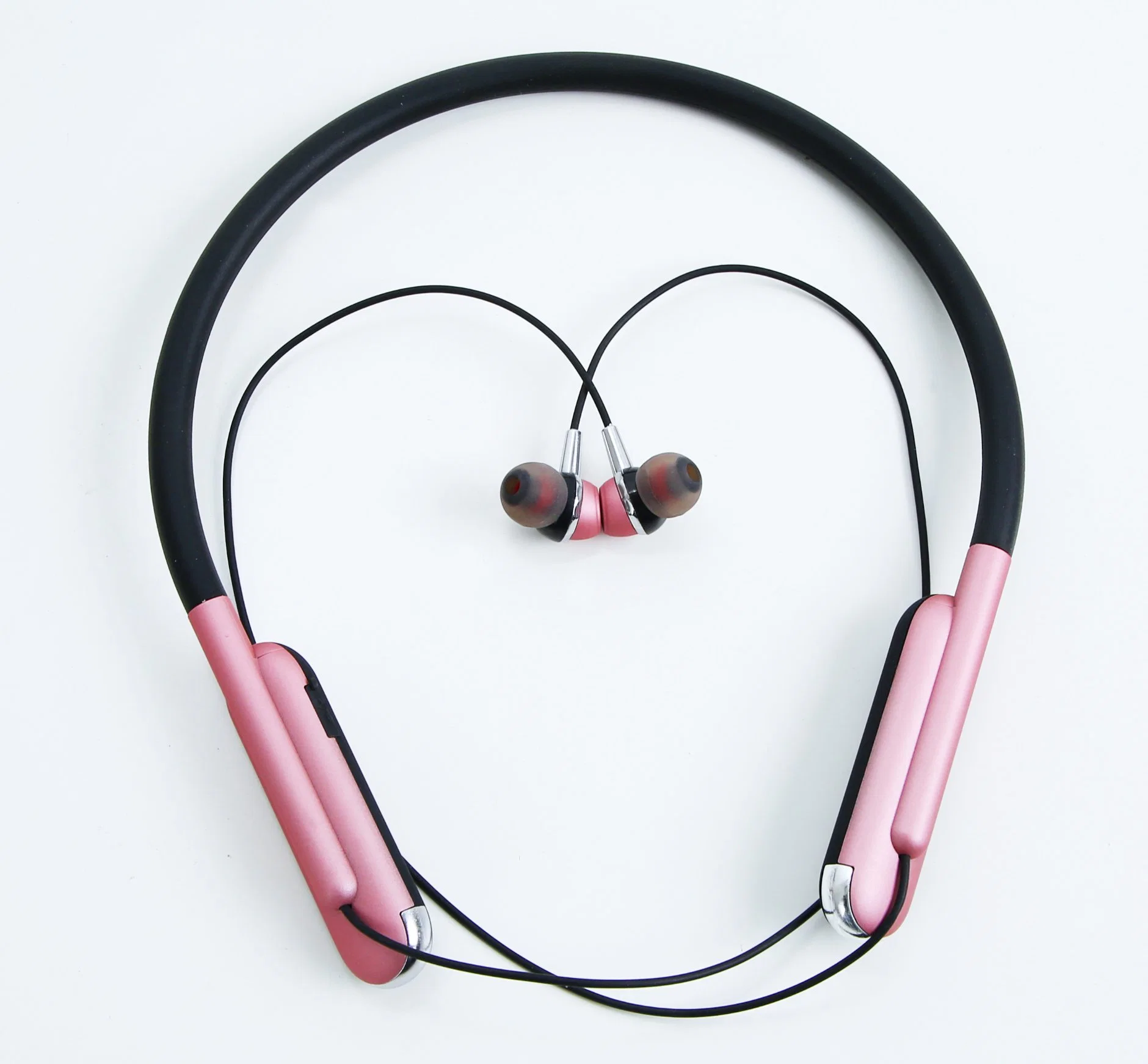 Metallic Color and Neck Band Style Sport Wireless Bluetooth in Ear Headphone Pink