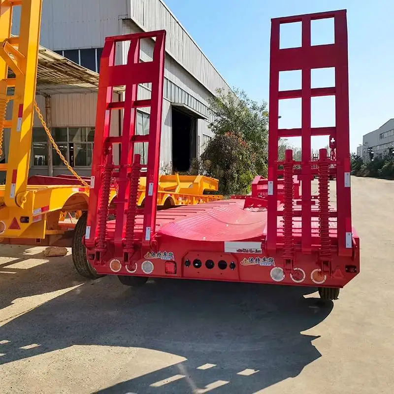 Good Price 60 Ton 3 Axle Extendable Low Bed Trailer / Low Flatbed Semi Trailer / Low Boy Truck Semi Trailer