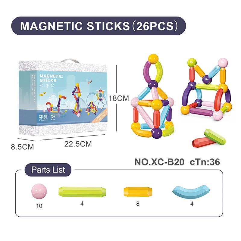 Flexible Assembly and Disassembly Magnetic Rods and Balls Play Set Kids Stem Learning Toys DIY Building Magnet Blocks for Kids
