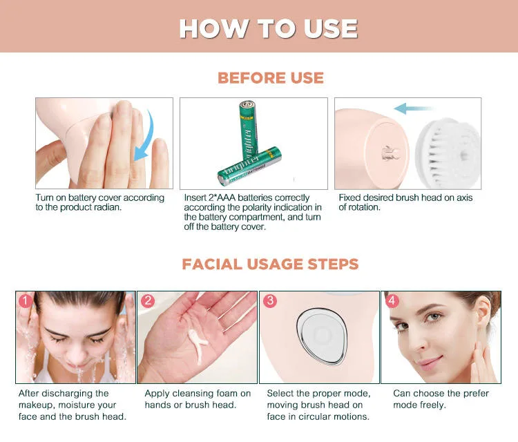 تنظيف الوجه فرشاة تنظيف فرشاة تنظيف فرشاة تنظيف بالموجات فوق الصوتية التنظيف للاستخدام المنزلي معدات التجميل