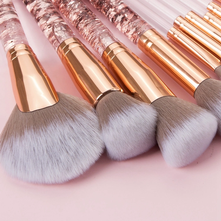 2021 New Luxury Model Makeup Brushes Bling Bling Shining Liquid Crystal Diamond Makeup Brush Set 10 PCS with Custom Logo