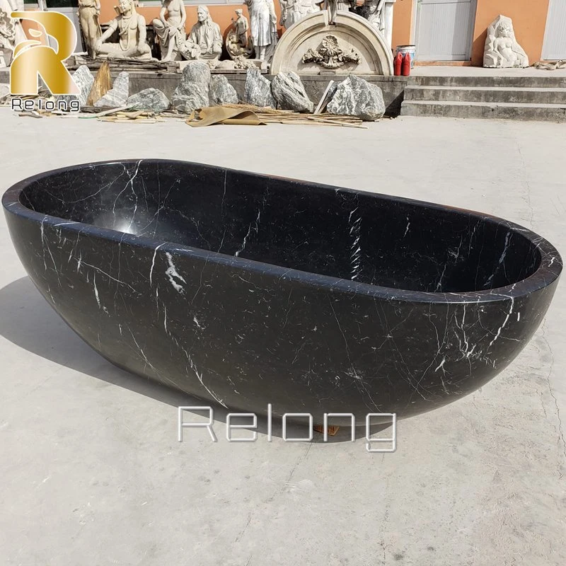 Hand Carved Solid Marble Bathtub Freestanding Soaking Bath Tub