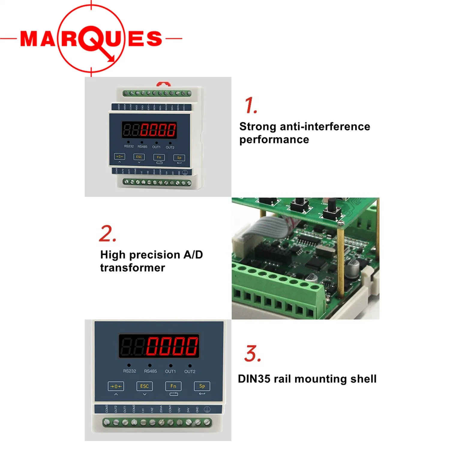 ABS Rail Installation Weight Transmitter with 6bit LED Display