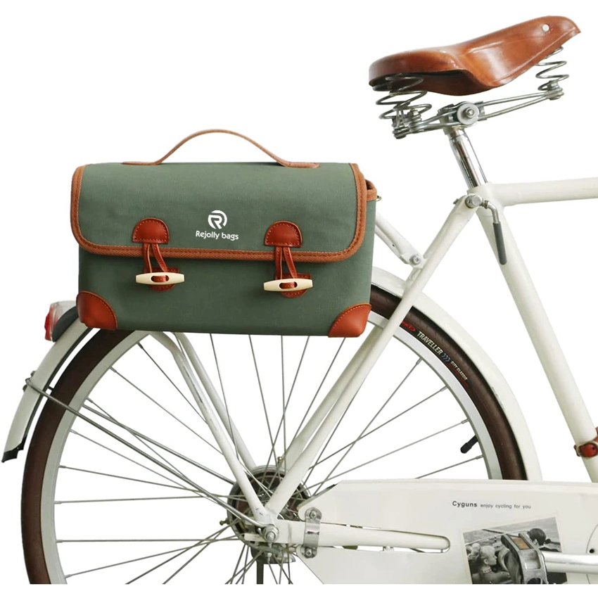 Bolsa de manillar de bicicleta de lienzo en bastidor trasero bicicleta Pannier chica Messenger hombro bolso