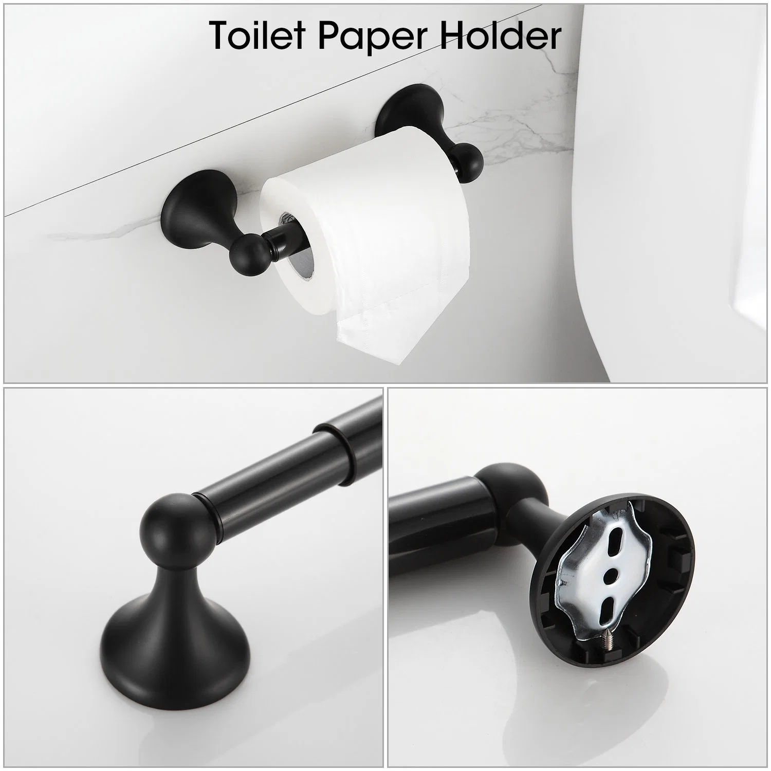 Proyecto Hotelero en negro mate accesorios modernos cuartos de baño 4 piezas Conjunto de accesorios