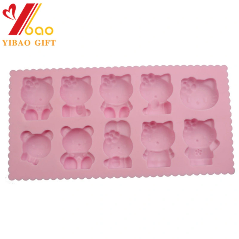 FDA Silicone Mold Custom Logo Hello Kitty Mould Soap Mold Bakeware Candy Cake Mold for Cookies (XY-CM-369)