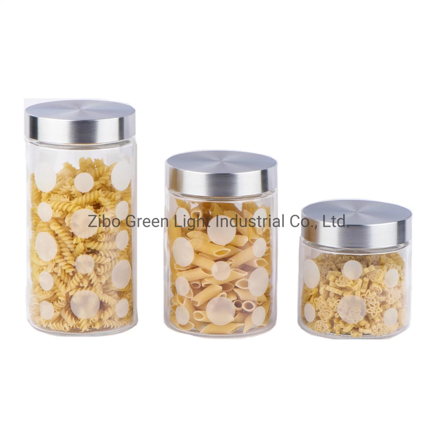 Frosted Glass Food Storage Jar with Stainless Steel Lid for Pasta Coffee Cookie Candy