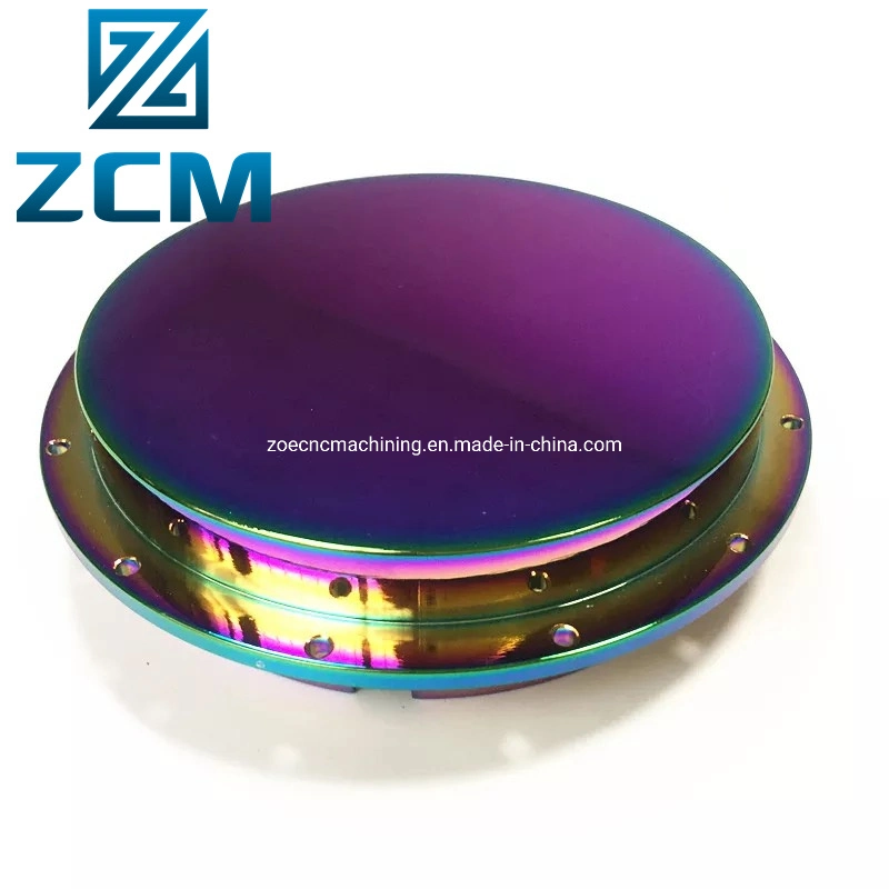 Shenzhen Custom Manufactured CNC Machined Turning Machining Motorcycle/Automotive/Motorbike Rainbow Colo PVD Stainless Steel Base Cover Cap