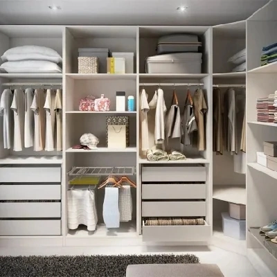 Meuble de chambre en bois moderne avec portes coulissantes en MDF, rangement de vêtements dans un dressing