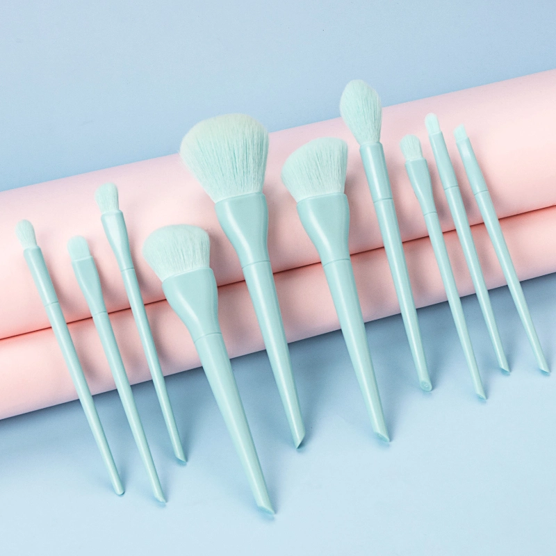 Professionelle 10 Stück Blau Kosmetik-Beauty-Tool mit synthetischem Haar Make-Up-Pinsel