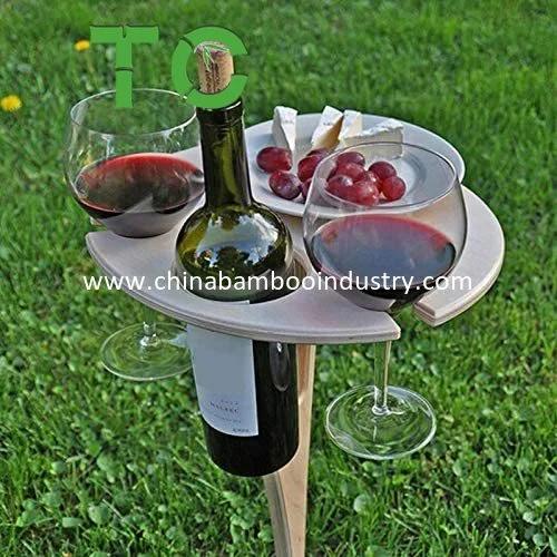 Neueste Tragbare Wein Glas Rack Mini Holz Picknick-Tisch Falten Weintisch-Einsatz