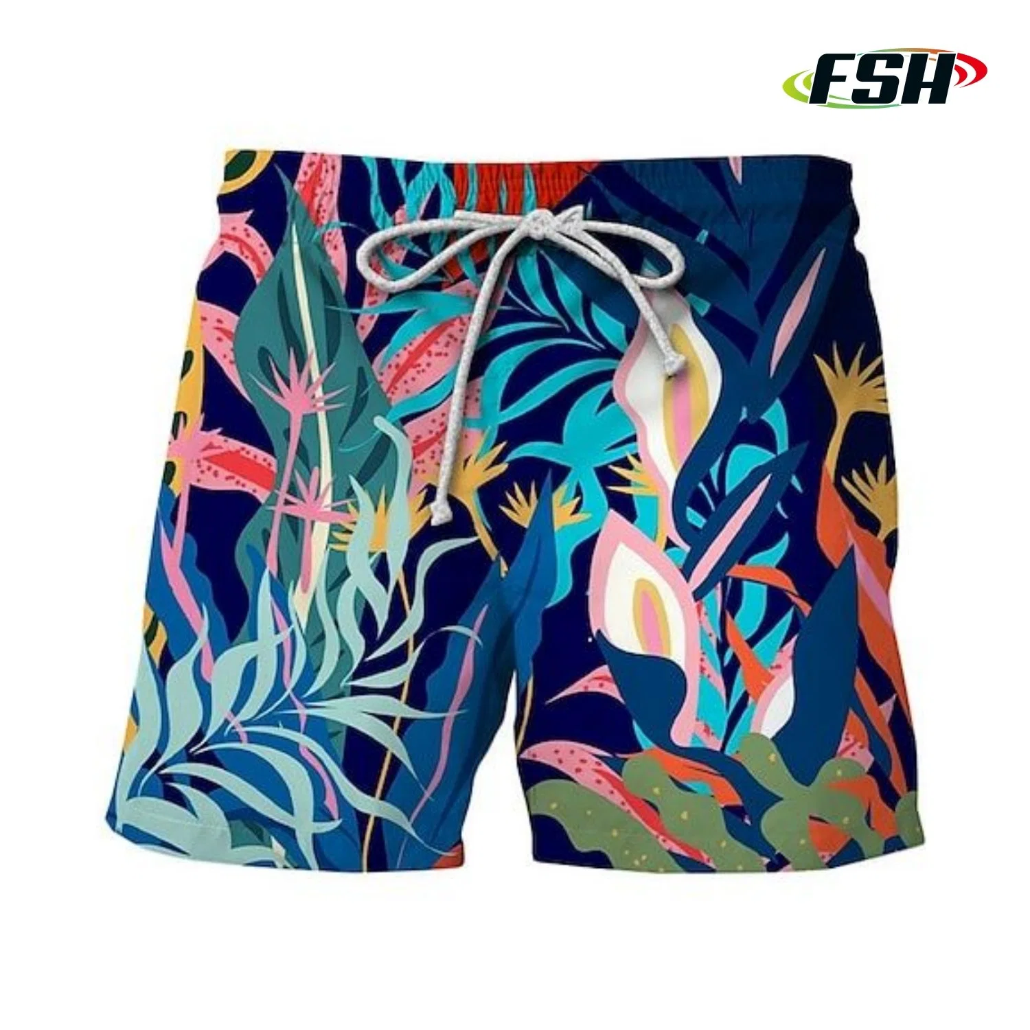 Cheap Price Custom Leaf Pattern Vacation Summer Sports Mesh Shorts