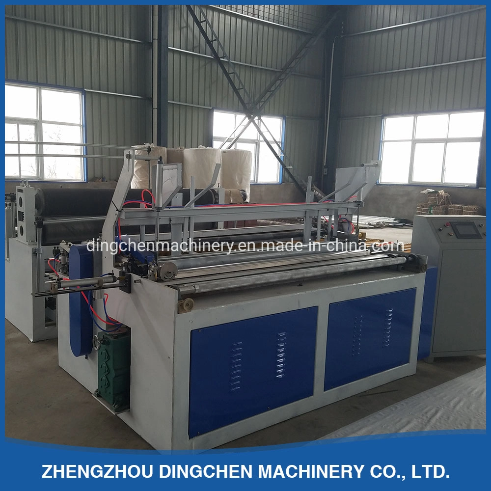 Toilet Tissue Paper Rewinding Machine with Perforating and Embossing