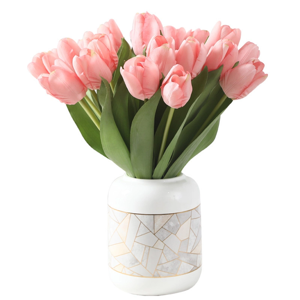 Moist verdadero toque gran Tulipanes blancos ARTIFICIALES flores tulipanes de 13 pulgadas para decoración