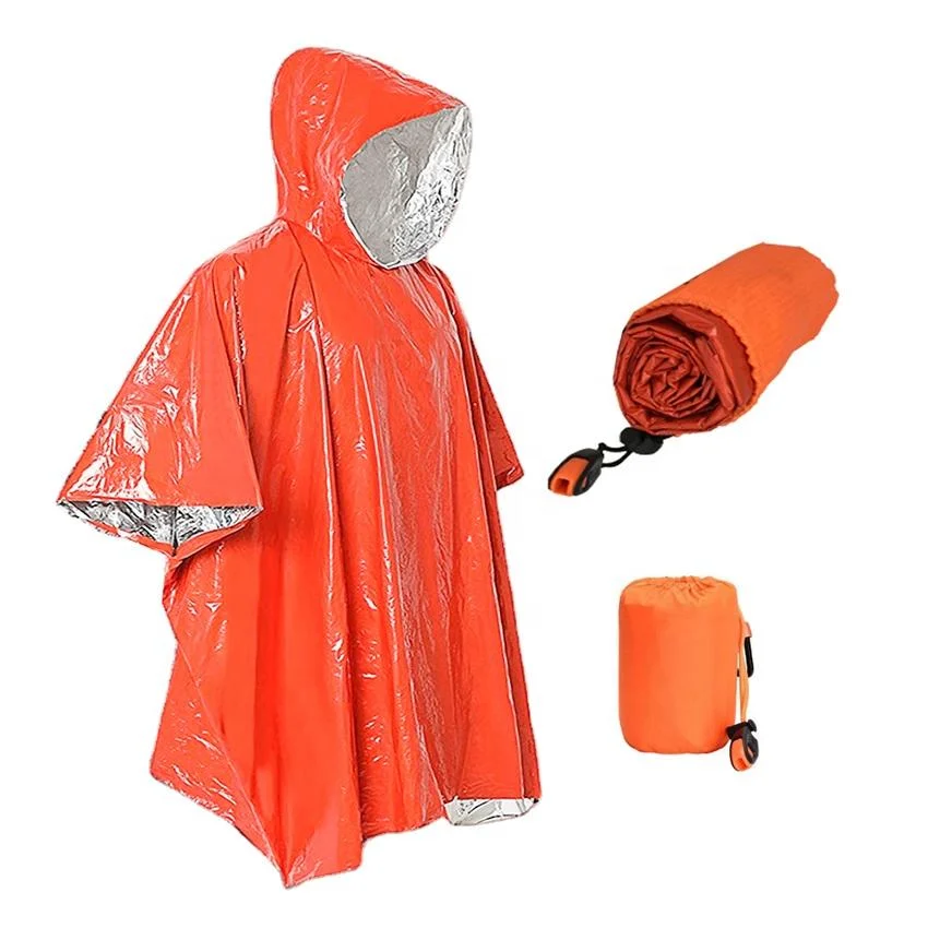 Emergency Blankets Rain Poncho Hybrid Survival Gear Equipment Waterproof Camping Gear Outdoor Rain Coat