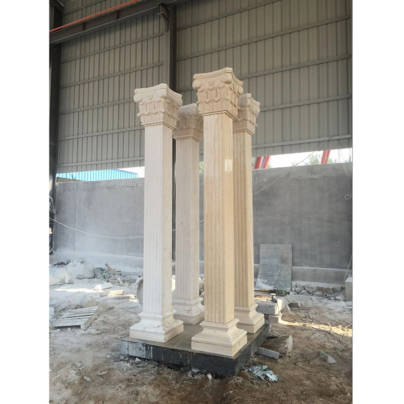 Custom Outdoor Building Decoration Hand Carved Natural Stone Classic Marble Column Pillars