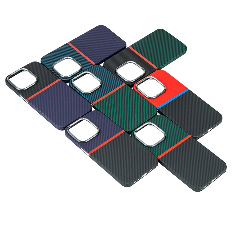 New Two-Color Splicing Personalized Fashion Business Aramid Fiber Phone Case for iPhone 14 PRO Max