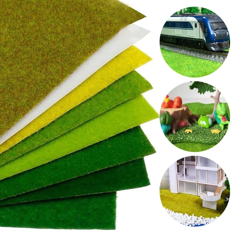 Thin Artificial Lawns Landscape Grass Mat for Model Train Not Adhesive Paper Lawn Fake Turf Decoration Garden Accessories