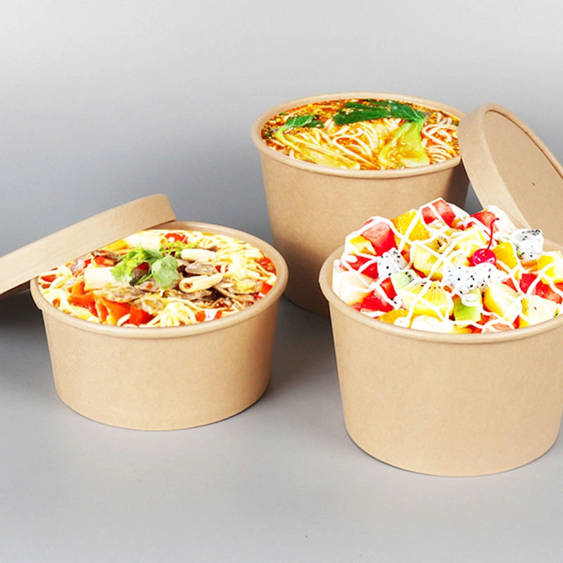 China Products/Suppliers Disposable Custom Printed Paper Salad Bowl Kraft Paper Packaging Container Take Away Lunch Food Paper