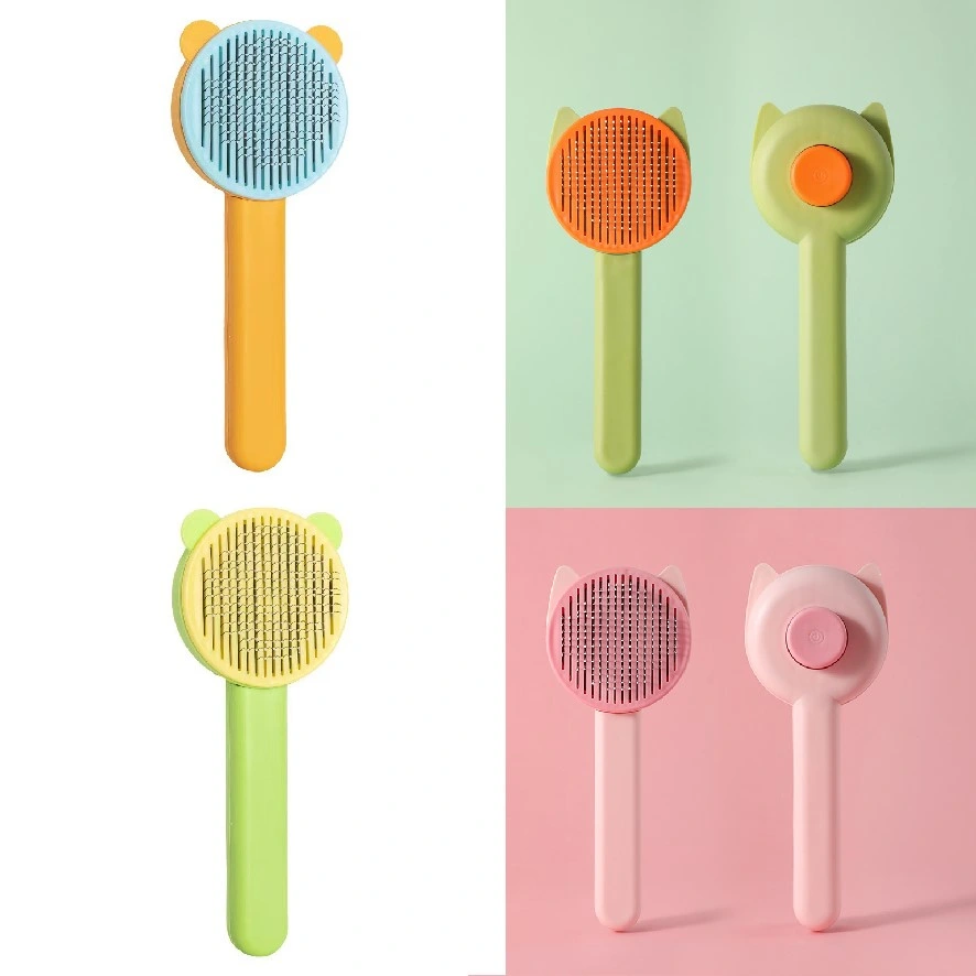 Pet Hair Cleaner Brush, Cat Grooming Brush with Release Button, Pet Massage Brushes